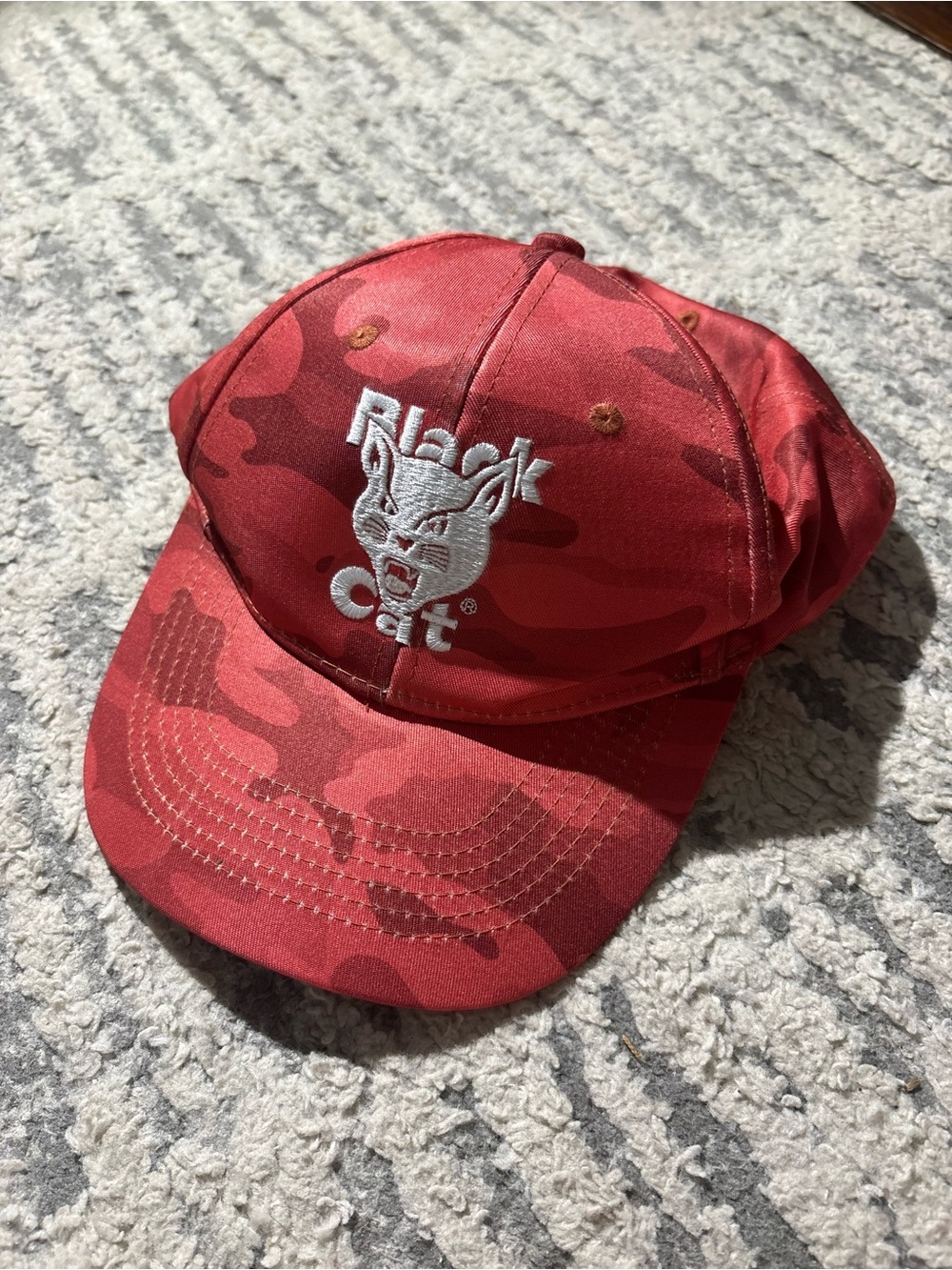 Black cat fireworks red camo cap hat